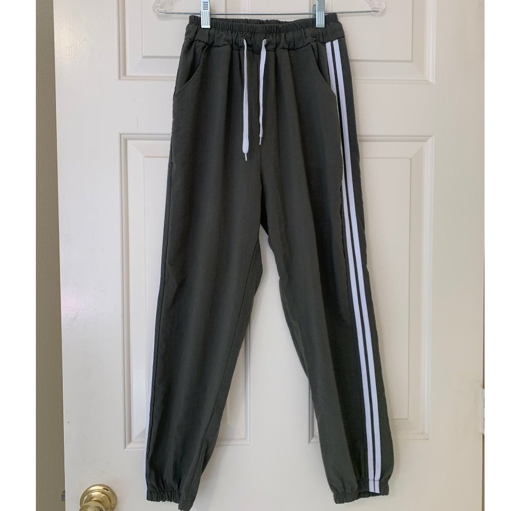 Olive Green Sweats with White strips